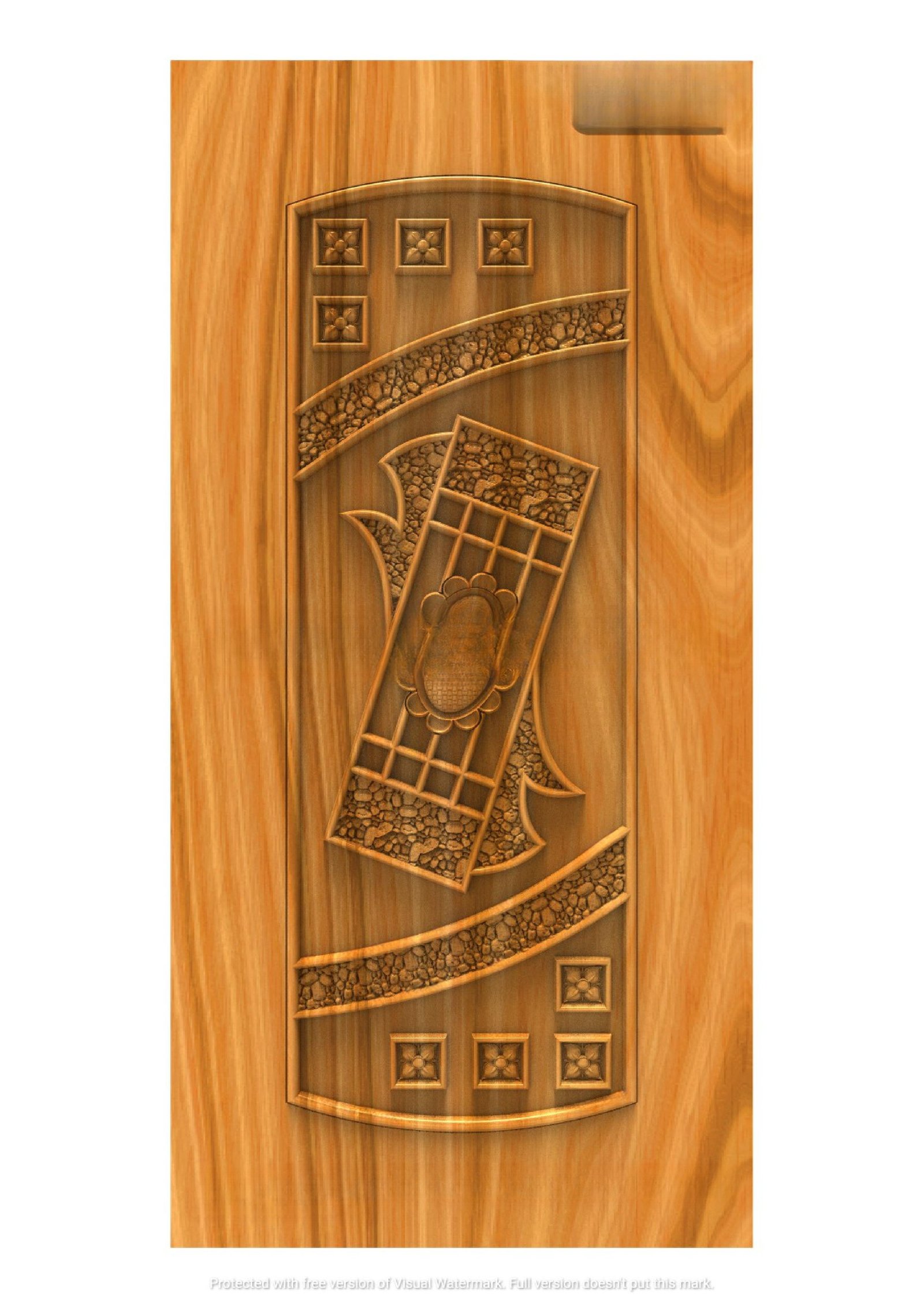GSK DELITE DOORS - DL-06 Artistic Contemporary Geometric Wood Carving Door 3D Model